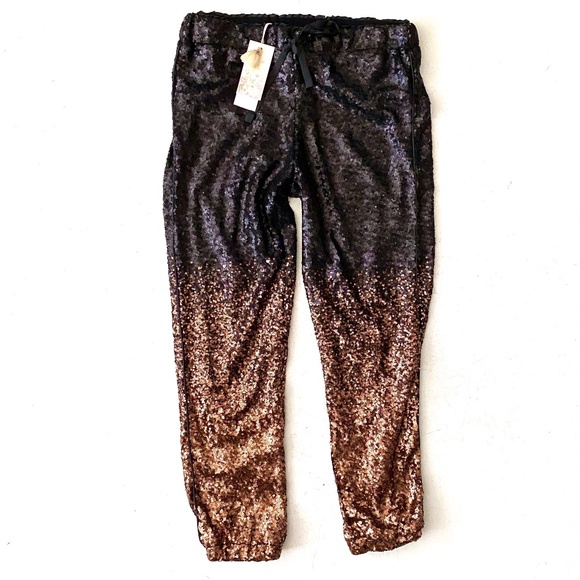 JOHNNY WAS Jett Ombre Sequin Straight Leg Pull-On Coordinating Jogger Ankle Pant - Picture 1 of 6